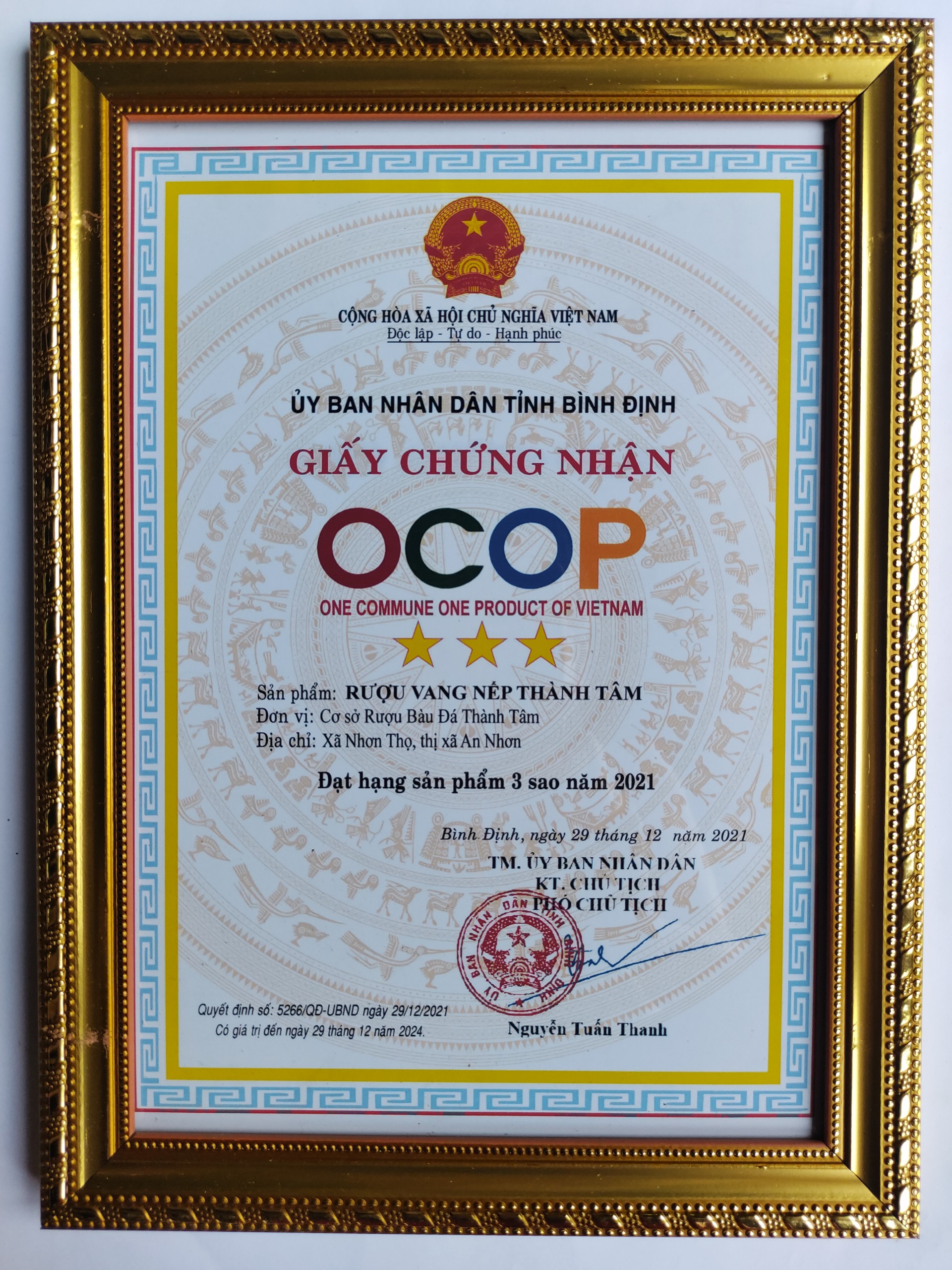 OCOP 3 sao - Cơ Sở Rượu Bàu Đá Nguyễn Thành Tâm